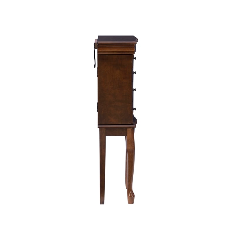 Linon Louis Philippe Jewelry Armoire 4 Drawers in Walnut Finished Wood