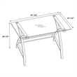 Linon World Map Curved X-Sided Metal and Glass Computer Desk in Chrome