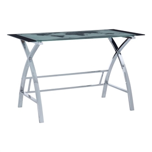 linon world map curved x-sided metal and glass computer desk in chrome