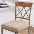 Linon Hamilton Metal Counter Stool Padded Beige Seat Wood Trim in Matte Pewter