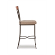 Linon Hamilton Metal Bar Stool Padded Beige Seat Wood Trim in Matte Pewter