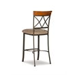 Linon Hamilton Metal Bar Stool Padded Beige Seat Wood Trim in Matte Pewter