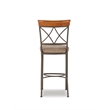Linon Hamilton Metal Bar Stool Padded Beige Seat Wood Trim in Matte Pewter