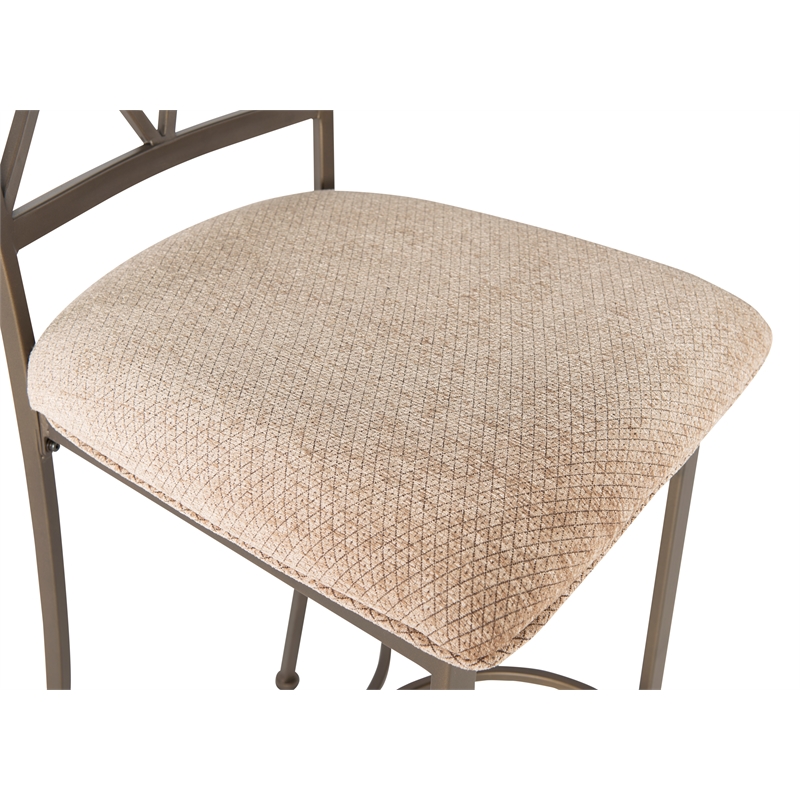 Linon Hamilton Metal Bar Stool Padded Beige Seat Wood Trim in Matte Pewter