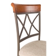 Linon Hamilton Metal Bar Stool Padded Beige Seat Wood Trim in Matte Pewter