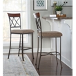 Linon Hamilton Metal Bar Stool Padded Beige Seat Wood Trim in Matte Pewter