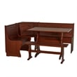 Linon Chelsea 3 Pce Corner Nook Set with Storage in Solid Walnut Wood