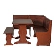 Linon Chelsea 3 Pce Corner Nook Set with Storage in Solid Walnut Wood