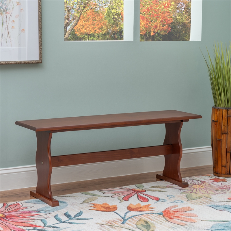 Linon Chelsea Wood Dining Nook Bench in Walnut