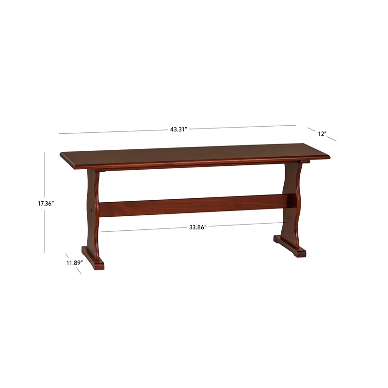 Linon Chelsea Dining Nook Bench in Walnut Stained Pine Wood
