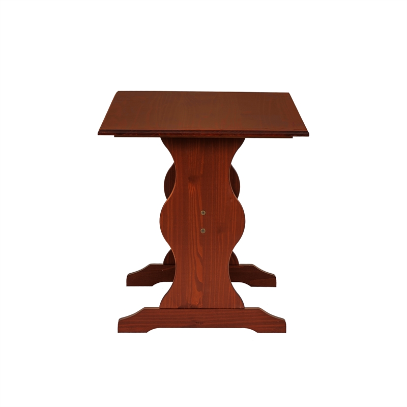Linon Chelsea Solid Pine Dining Table in Rich Walnut Stain