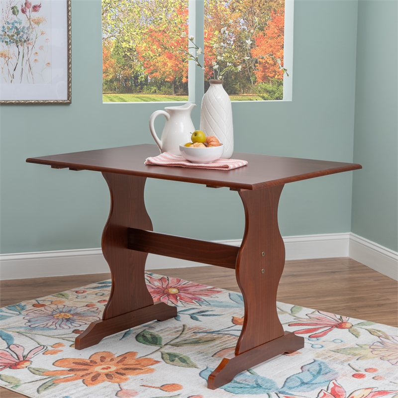 Linon Chelsea Solid Pine Dining Table in Rich Walnut Stain