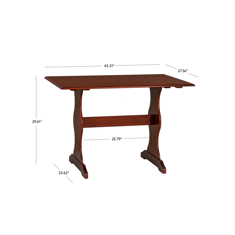 Linon Chelsea Solid Pine Dining Table in Rich Walnut Stain