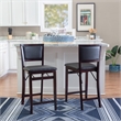 Linon Triena Folding Counter Stool Faux Leather Padded Back/Seat in Merlot Wood