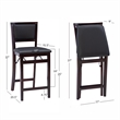 Linon Triena Folding Counter Stool Faux Leather Padded Back/Seat in Merlot Wood