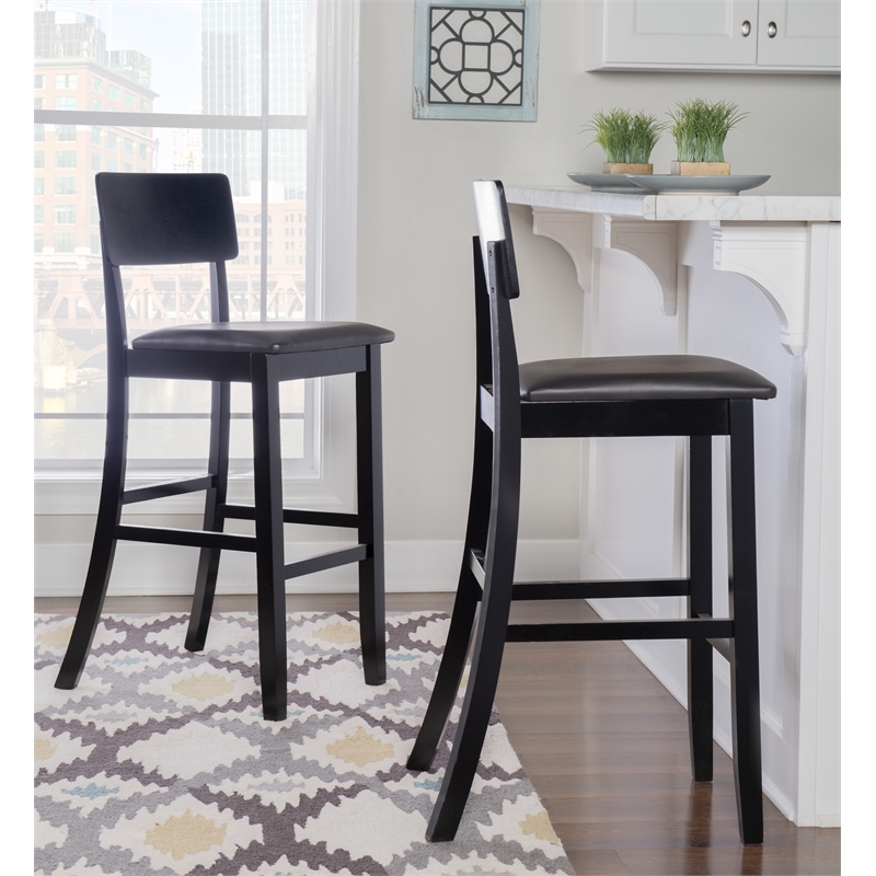 Linon Torino Wood Contemporary 31" Bar Stool in Black Cymax Business