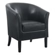 Linon Simon Upholstered Club Chair High Arms Deep Seat in Black Faux Leather