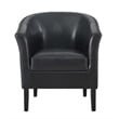 Linon Simon Upholstered Club Chair High Arms Deep Seat in Black Faux Leather