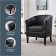 Linon Simon Upholstered Club Chair High Arms Deep Seat in Black Faux Leather