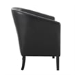 Linon Simon Upholstered Club Chair High Arms Deep Seat in Black Faux Leather