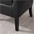 Linon Simon Upholstered Club Chair High Arms Deep Seat in Black Faux Leather