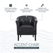 Linon Simon Upholstered Club Chair High Arms Deep Seat in Black Faux Leather