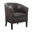 Linon Simon Upholstered Club Chair High Arms Deep Seat in Brown Faux Leather