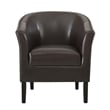 Linon Simon Upholstered Club Chair High Arms Deep Seat in Brown Faux Leather