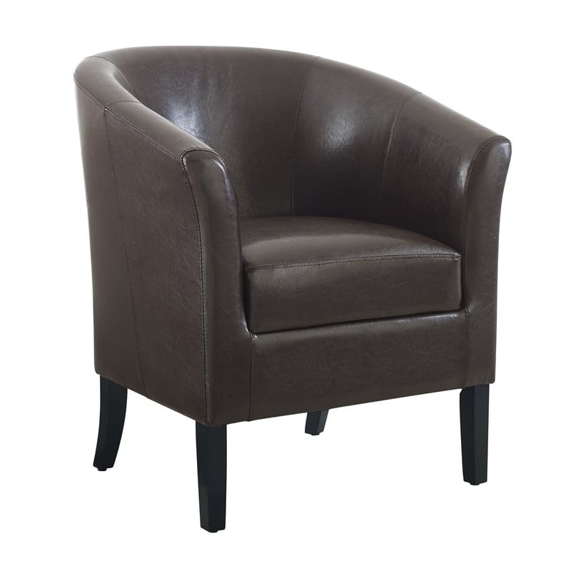 Linon Simon Wood Upholstered Club Chair in Brown