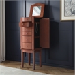 Linon Linnett Jewelry Armoire 5 Drawers Flip Top Mirror in Merlot Finished Wood