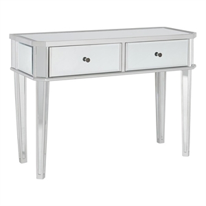 linon mason mirrored wood console table in silver
