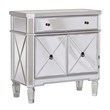 Linon Mason Mirrored Wood One Drawer Two Door Console Table in Gray