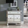 Linon Mason Mirrored Wood One Drawer Two Door Console Table in Gray