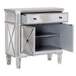 Linon Mason Mirrored Wood One Drawer Two Door Console Table in Gray