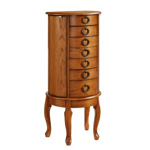 linon woodland wood jewelry armoire in burnished oak