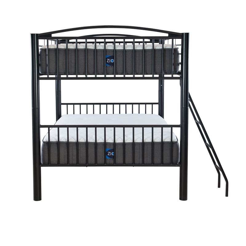 Linon Heavy Metal Full Over Full Bunk Bed Attached Ladder in Black