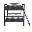Linon Heavy Metal Full Over Full Bunk Bed Attached Ladder in Black