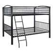 Linon Heavy Metal Full Over Full Bunk Bed Attached Ladder in Black