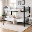 Linon Heavy Metal Twin Over Twin Bunk Bed Attached Ladder in Black