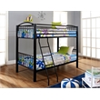 Linon Heavy Metal Twin Over Twin Bunk Bed Attached Ladder in Black