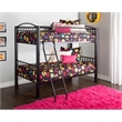 Linon Heavy Metal Twin Over Twin Bunk Bed Attached Ladder in Black