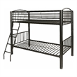 Linon Heavy Metal Twin Over Twin Bunk Bed Attached Ladder in Black