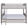 Linon Heavy Metal Full Over Full Bunk Bed Attached Ladder in Pewter Finish