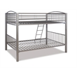Linon Heavy Metal Full Over Full Bunk Bed Attached Ladder in Pewter Finish