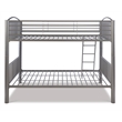 Linon Heavy Metal Full Over Full Bunk Bed Attached Ladder in Pewter Finish