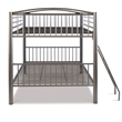 Linon Heavy Metal Full Over Full Bunk Bed Attached Ladder in Pewter Finish