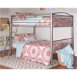 Linon Heavy Metal Full Over Full Bunk Bed Attached Ladder in Pewter Finish