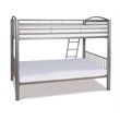 Linon Heavy Metal Full Over Full Bunk Bed Attached Ladder in Pewter Finish
