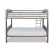 Linon Heavy Metal Full Over Full Bunk Bed Attached Ladder in Pewter Finish