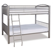 Linon Heavy Metal Full Over Full Bunk Bed Attached Ladder in Pewter Finish